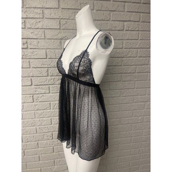 Black Sheer Lace Halter Lingerie Sleepwear Size S - Picture 3 of 5